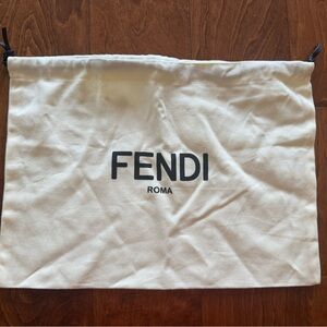 New Fendi Cream Dust Bag with Black Logo 10.5 x 15